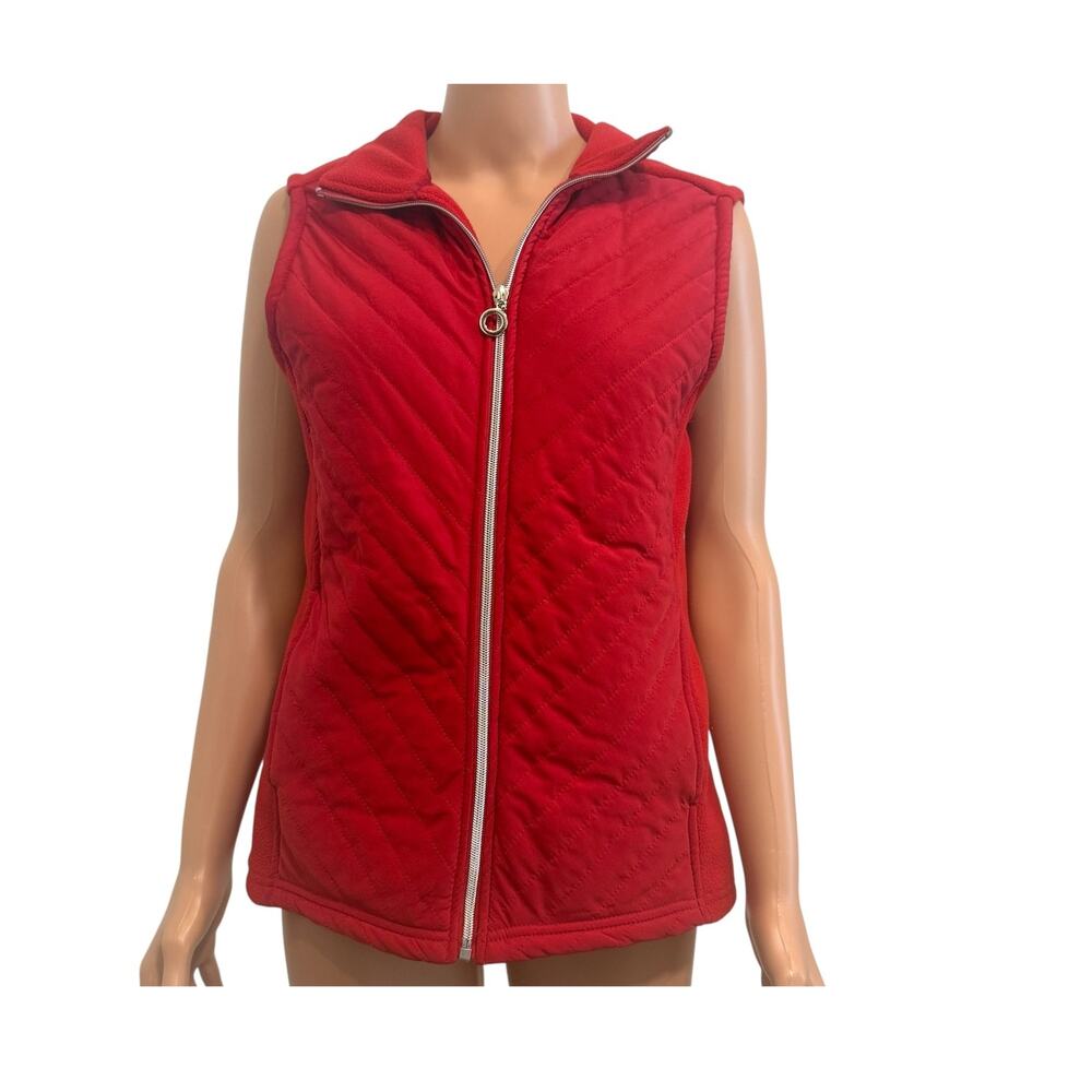 For Cynthia large quilted fleece vest top jacket pockets C 3254